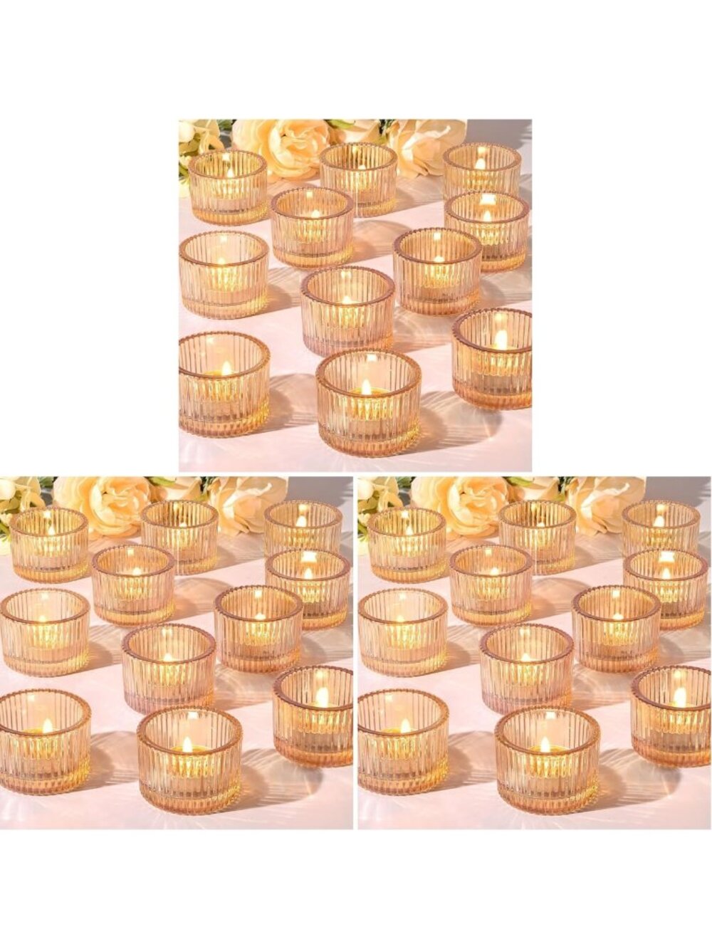 72 Pack Gold Tealight Candle Holders - Elegant Votive Tea Light Holders for